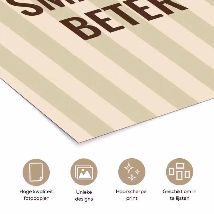Buiten - Quote - Strepen - Zomer poster papier klein -closeup_NL