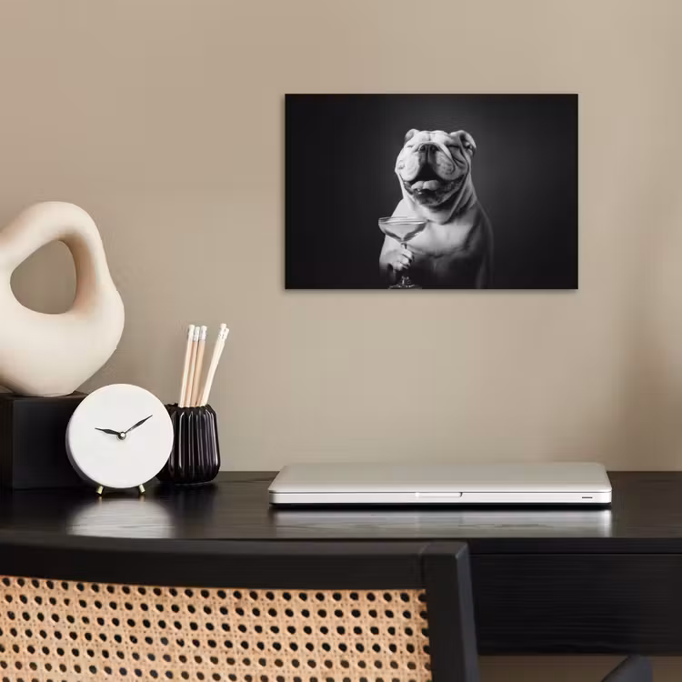 Buldog - Hond - Glas poster papier klein -sfeer1