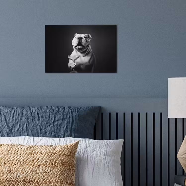 Buldog - Hond - Glas poster papier klein -sfeer2