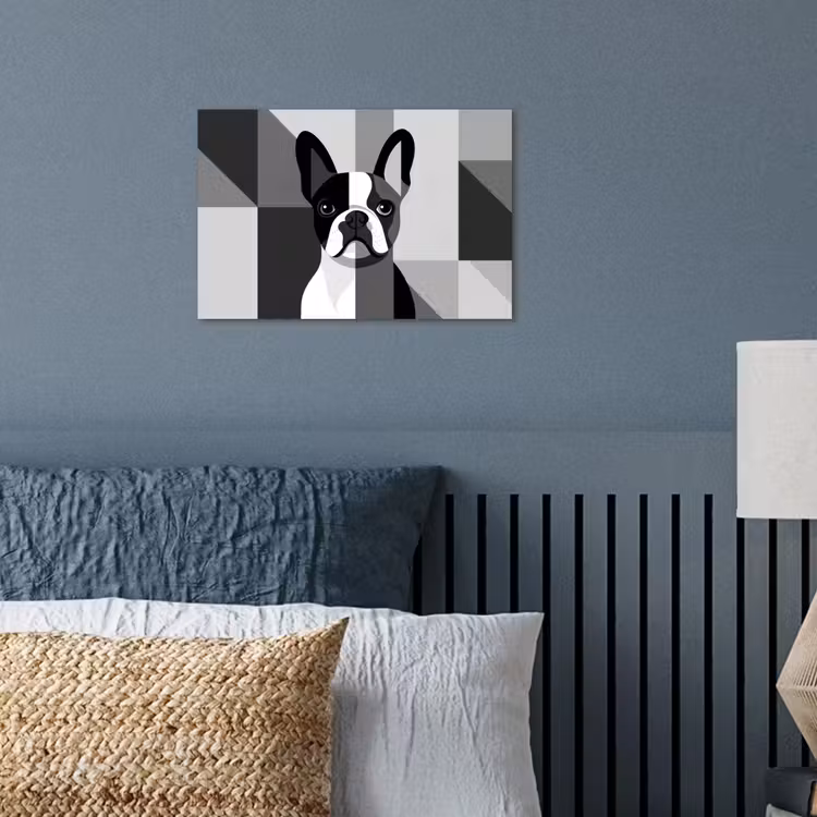 Buldog - Zwart - Abstract - Vlakken poster papier klein -sfeer2
