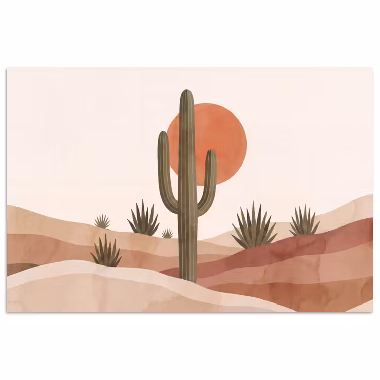 Cactus - Duinen - Modern - Landschap - Groen poster papier klein -3d