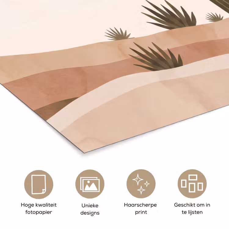 Cactus - Duinen - Modern - Landschap - Groen poster papier klein -closeup_NL