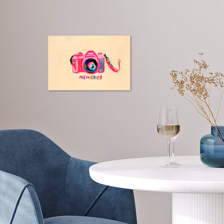Camera - Memories - Roze - Geschilderd poster papier klein -sfeer3