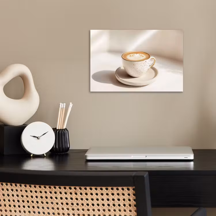 Cappuccino - Schuim - Schotel - Beige poster papier klein -sfeer1