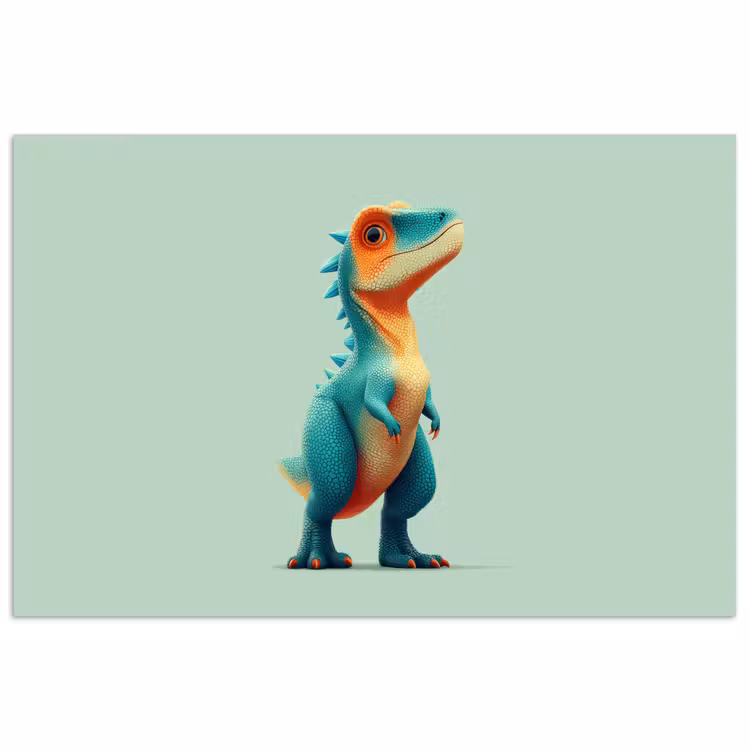 Cartoon - Dino - Oranje - Stekels poster papier klein -3d