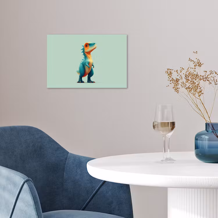 Cartoon - Dino - Oranje - Stekels poster papier klein -sfeer3