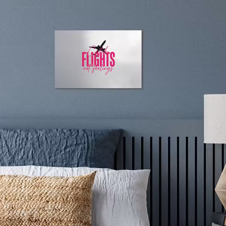 Catch flights not feelings - Vliegtuig - Roze poster papier klein -sfeer2
