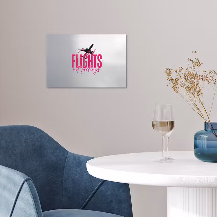 Catch flights not feelings - Vliegtuig - Roze poster papier klein -sfeer3