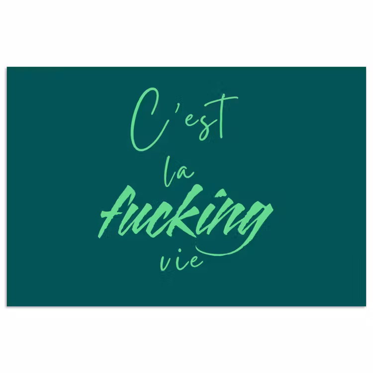 c'est la fucking vie - Groen - Handgeschreven poster papier klein -3d