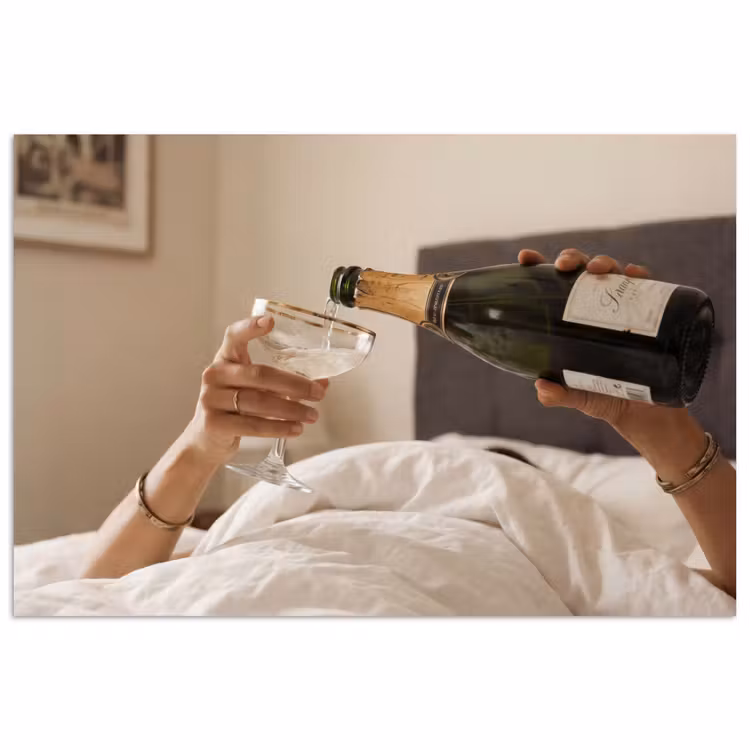 Champagne - Bed - Bubbels poster papier klein -3d