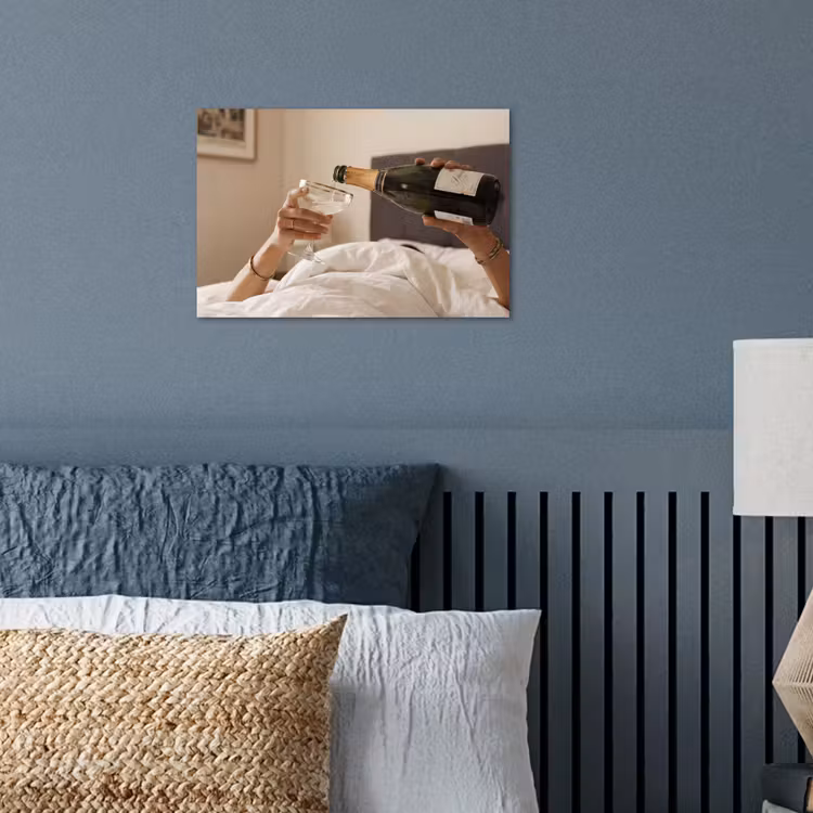 Champagne - Bed - Bubbels poster papier klein -sfeer2