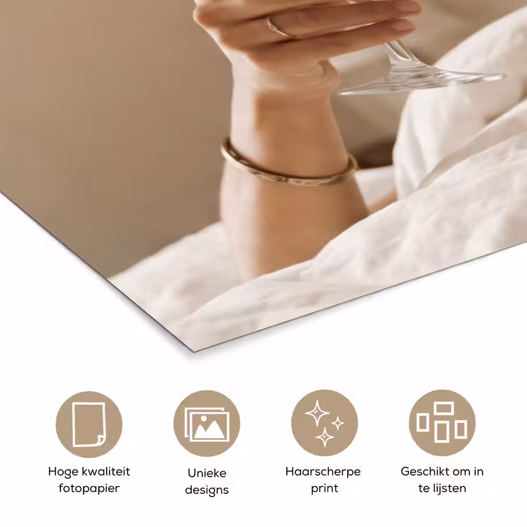 Champagne - Bed - Bubbels poster papier klein -closeup_NL
