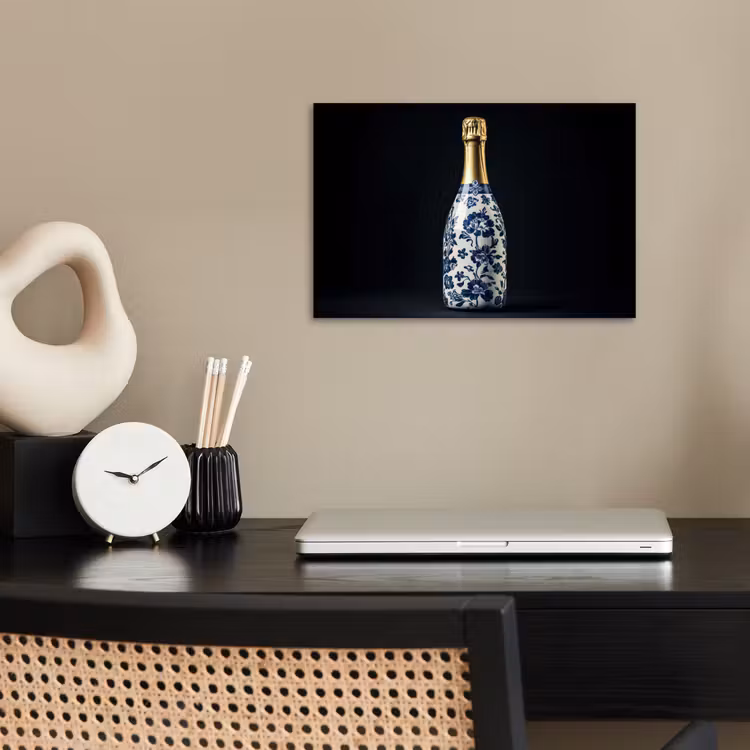 Champagne - Bloemen - Goud - Chique poster papier klein -sfeer1