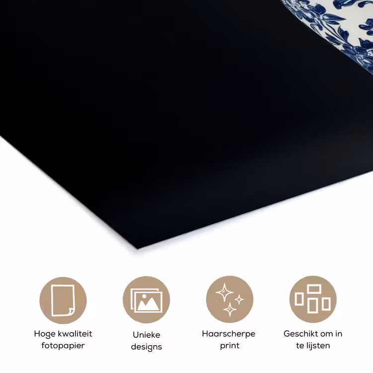 Champagne - Bloemen - Goud - Chique poster papier klein -closeup_NL
