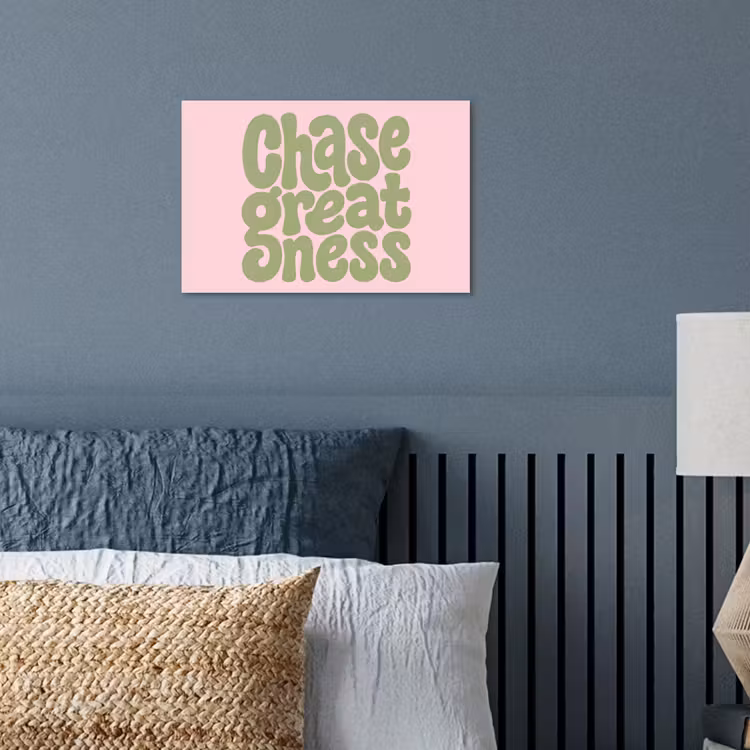 Chase greatness - Groen - Roze - Retro poster papier klein -sfeer2