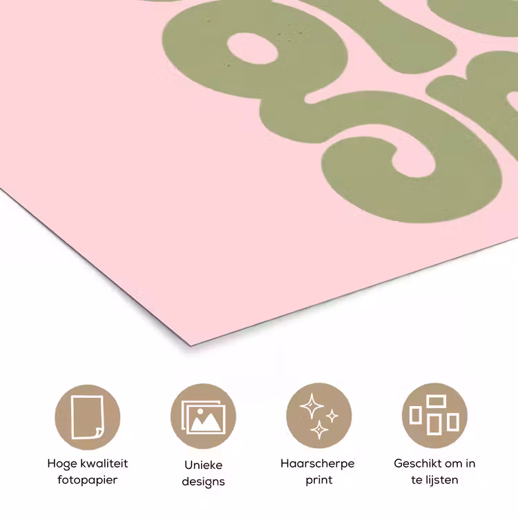 Chase greatness - Groen - Roze - Retro poster papier klein -closeup_NL