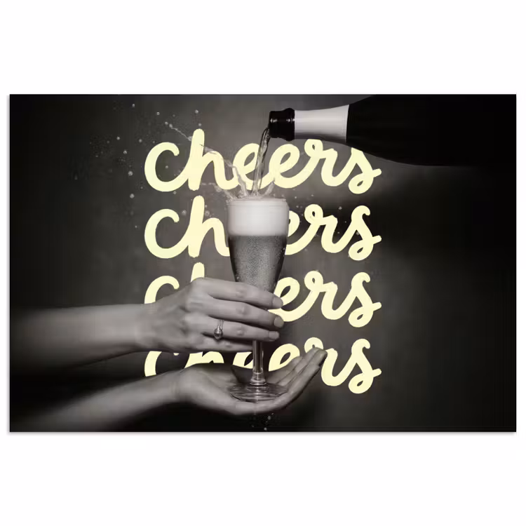 Cheers - Wijn - Zwart - Wit poster papier klein -3d