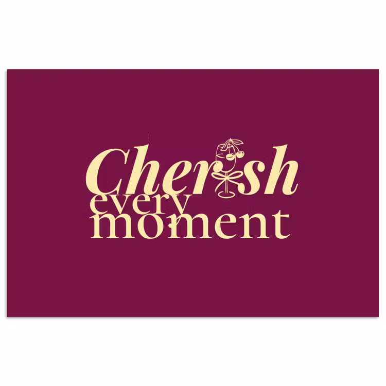 Cherish every moment - Cocktailglas - Bordeaux poster papier klein -3d