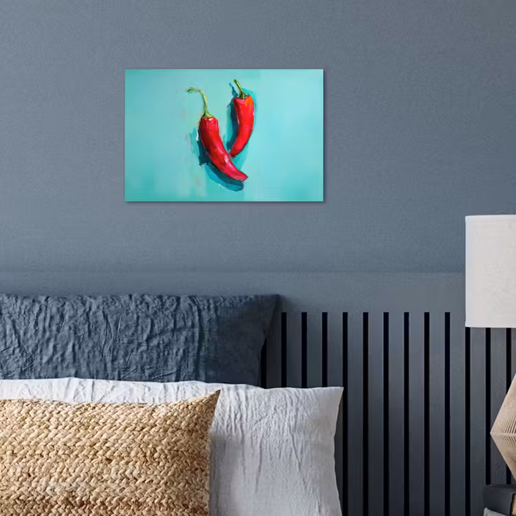 Chilipepers - Geverfd - Rood poster papier klein -sfeer2