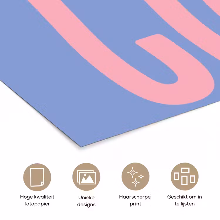 Chill - Roze - Blauw - Golvend poster papier klein -closeup_NL