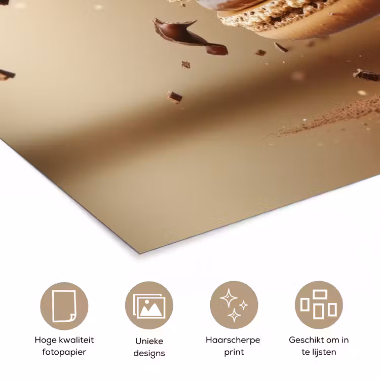 Chocolade - Macarons - Eten - Snoep poster papier klein -closeup_NL