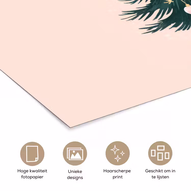 Christmas Season - Kerst - Kerstboom - Roze poster papier klein -closeup_NL