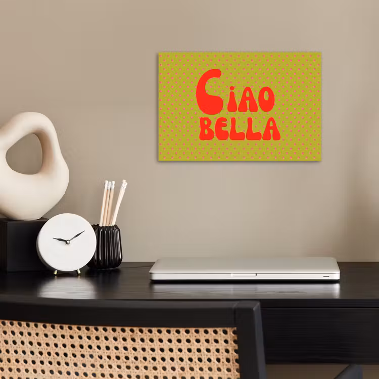Ciao bella - Rood - Groen - Stippen poster papier klein -sfeer1