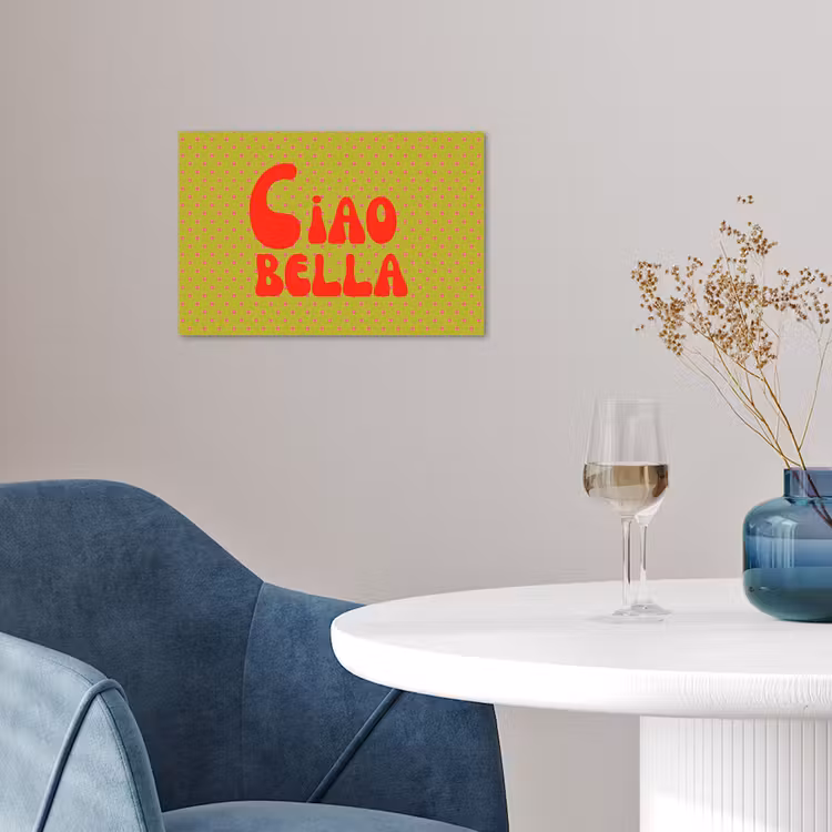 Ciao bella - Rood - Groen - Stippen poster papier klein -sfeer3
