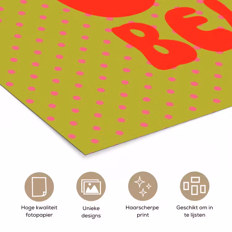 Ciao bella - Rood - Groen - Stippen poster papier klein -closeup_NL