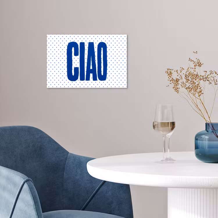 Ciao - Blauw - Stippen poster papier klein -sfeer3