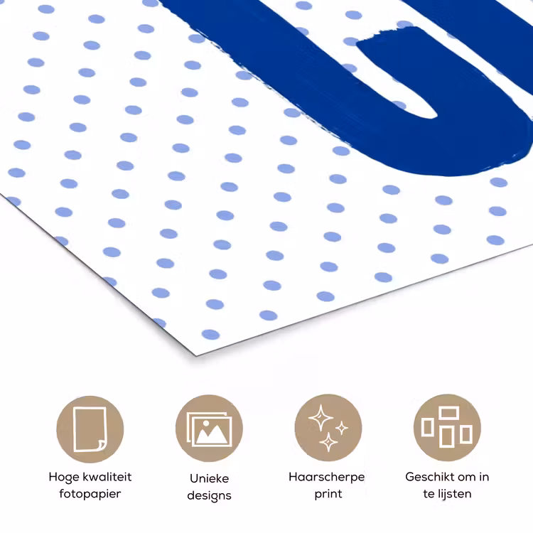 Ciao - Blauw - Stippen poster papier klein -closeup_NL