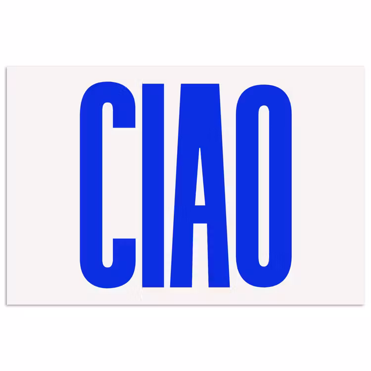 Ciao - Hoofdletters - Blauw - Minimalistisch poster papier klein -3d