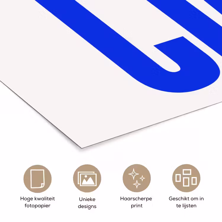 Ciao - Hoofdletters - Blauw - Minimalistisch poster papier klein -closeup_NL