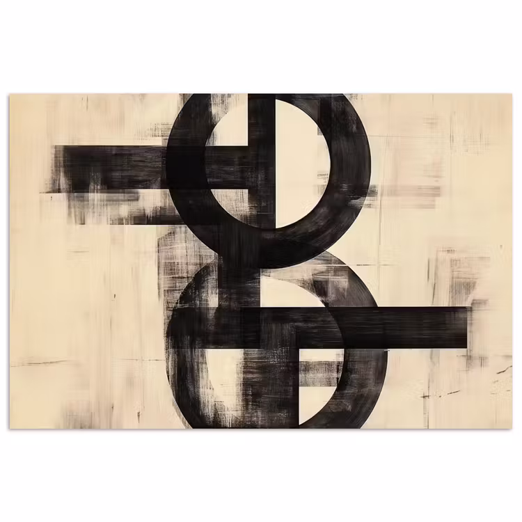 Cirkels - Balken - Zwart - Abstract poster papier klein -3d