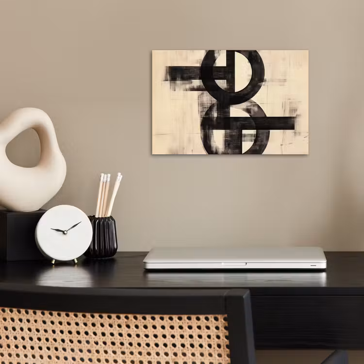 Cirkels - Balken - Zwart - Abstract poster papier klein -sfeer1