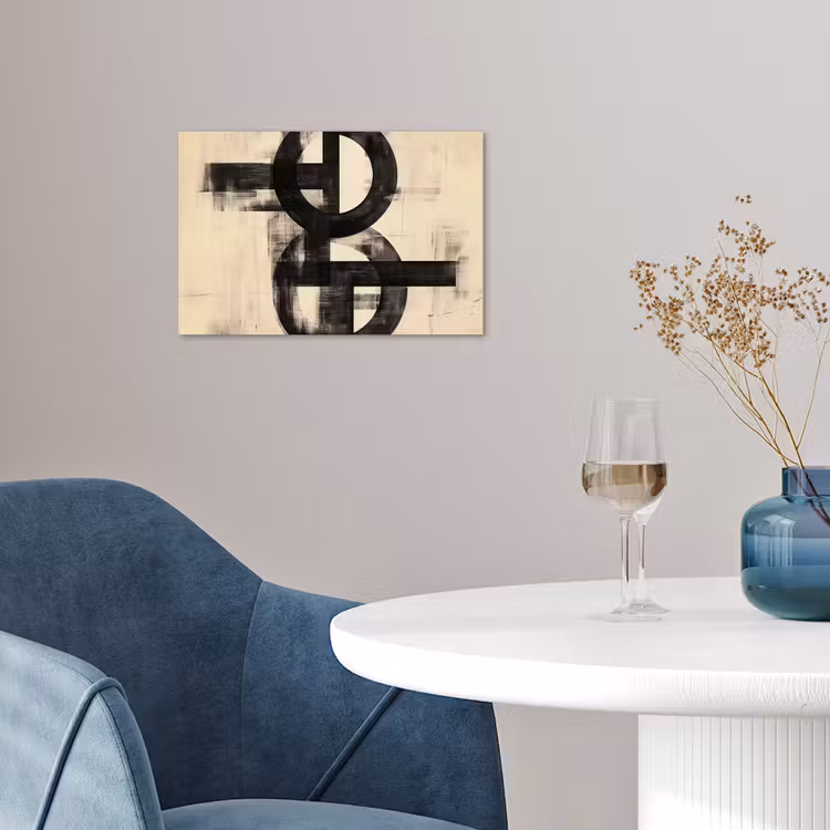 Cirkels - Balken - Zwart - Abstract poster papier klein -sfeer3