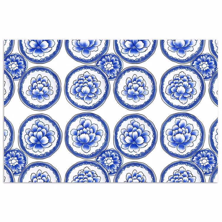 Cirkels - Bloemen - Blauw poster papier klein 62 -3d
