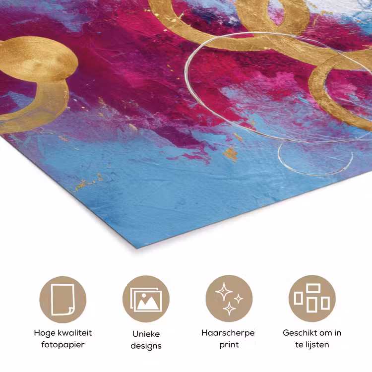 Cirkels - Goud - Abstract poster papier klein -closeup_NL