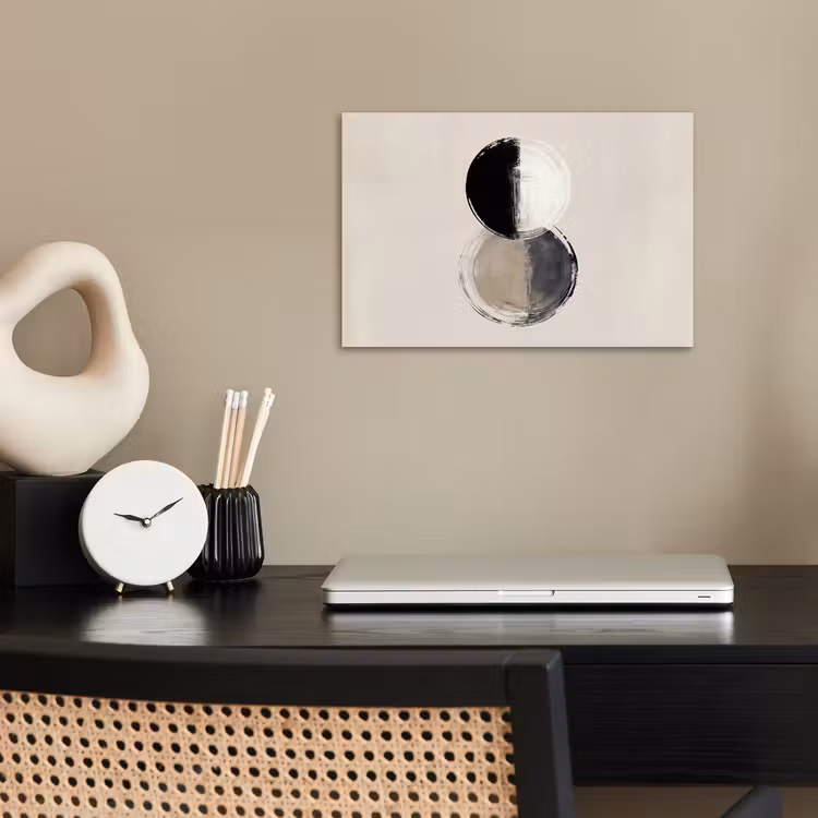 Cirkels - Strepen - Minimalistisch - Zwart poster papier klein -sfeer1