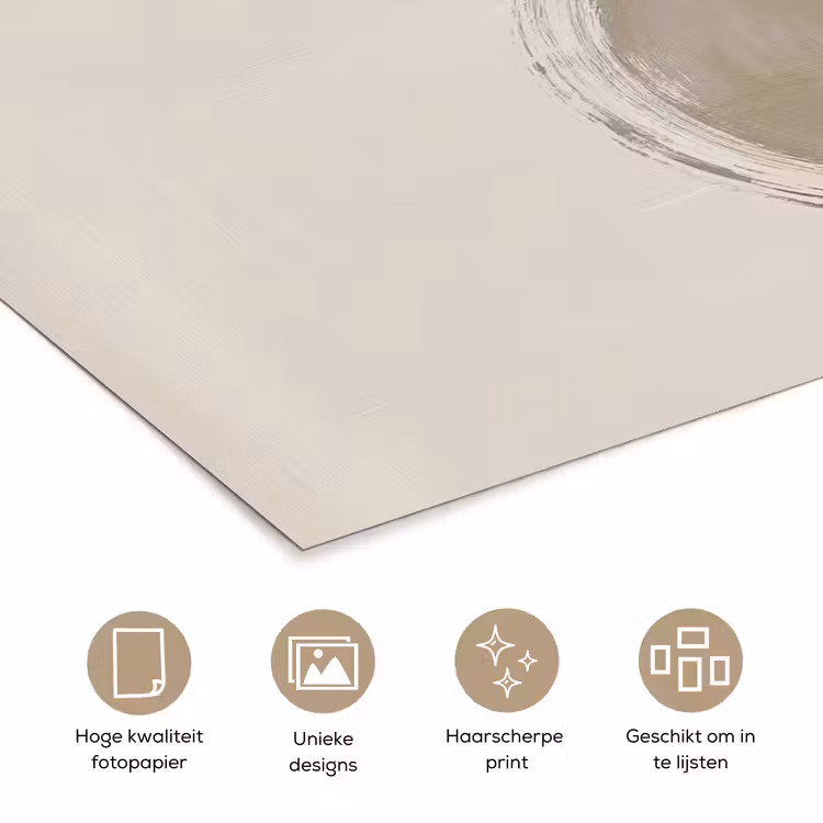 Cirkels - Strepen - Minimalistisch - Zwart poster papier klein -closeup_NL
