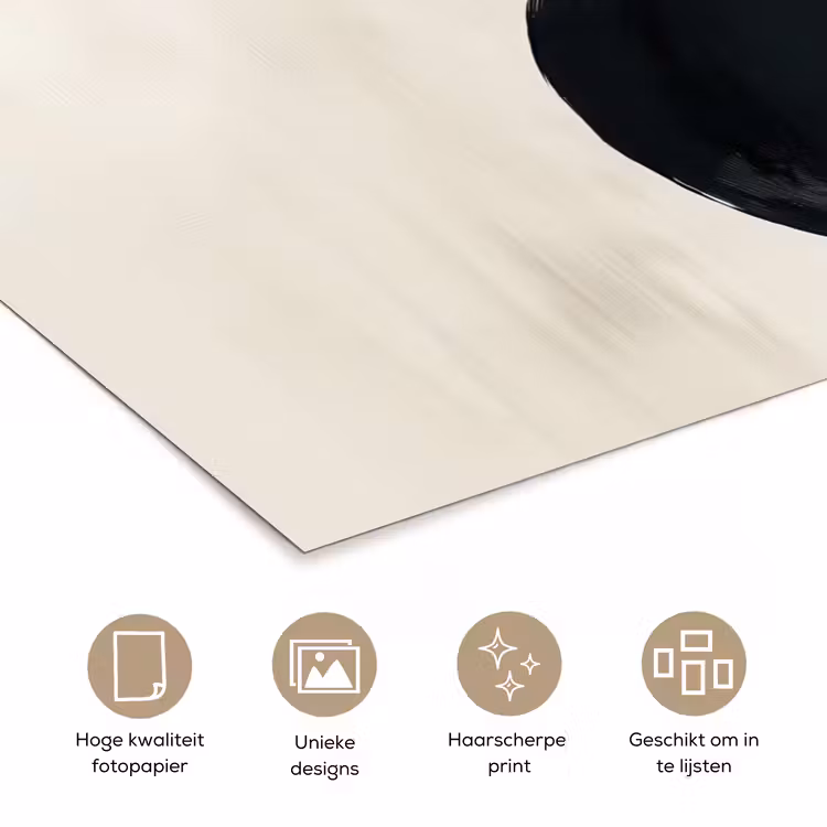 Cirkels - Vorm - Beige - Abstract poster papier klein -closeup_NL