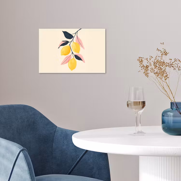 Citroenen - Felgeel - Tak - Bladeren poster papier klein -sfeer3
