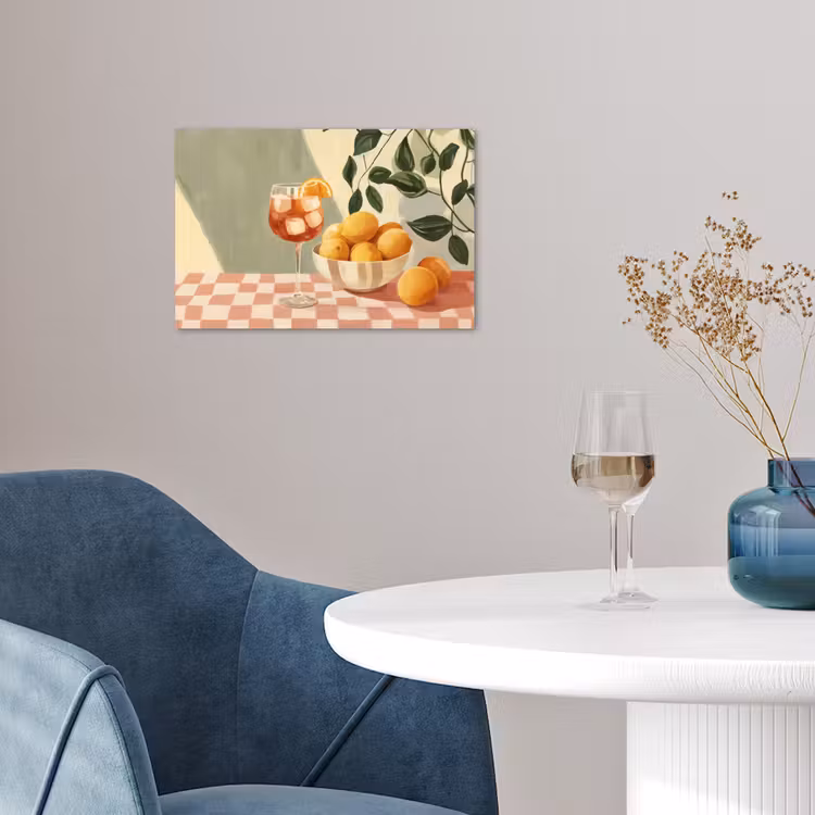 Citroenen - Glas - Tafelkleed - Geblokt poster papier klein -sfeer3