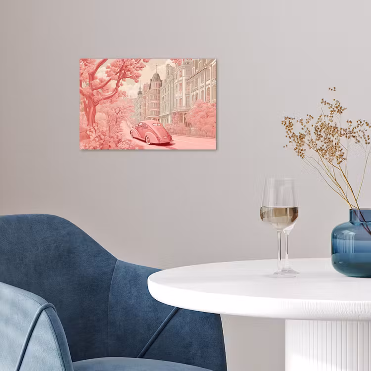 City - Car - Pink poster papier klein -sfeer3