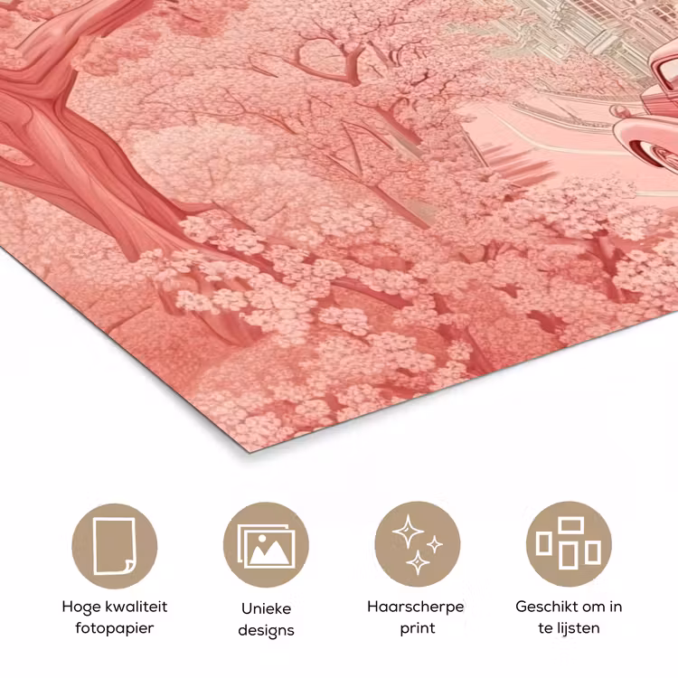 City - Car - Pink poster papier klein -closeup_NL