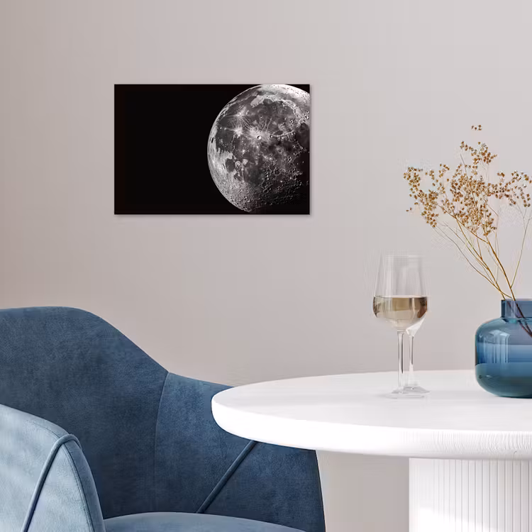 Close-up - Maan - Wit - Textuur poster papier klein -sfeer3