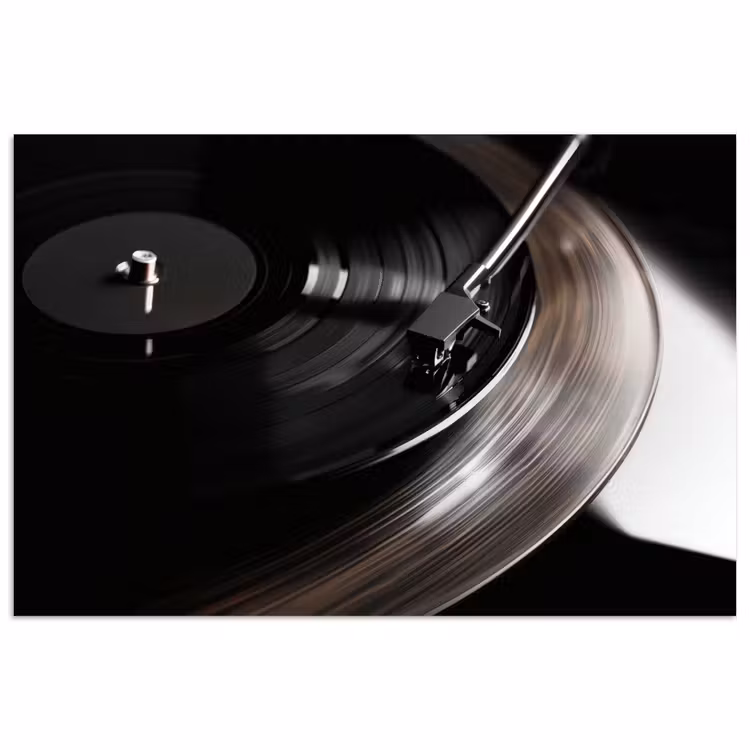 Close-up - Vinylplaat - Platenspeler - Zwart poster papier klein -3d
