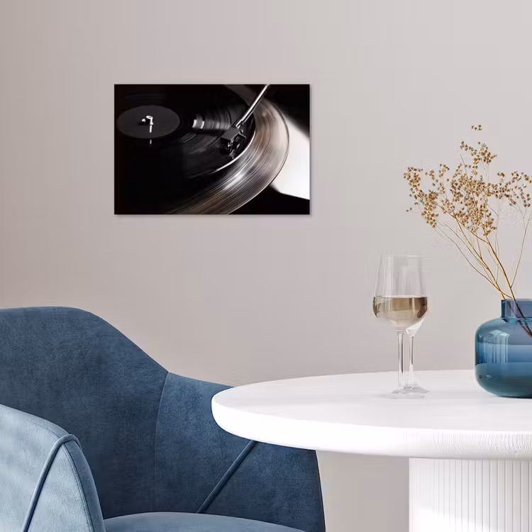 Close-up - Vinylplaat - Platenspeler - Zwart poster papier klein -sfeer3