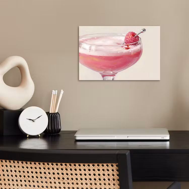 Cocktail - Framboos - Drank - Modern - Roze poster papier klein -sfeer1