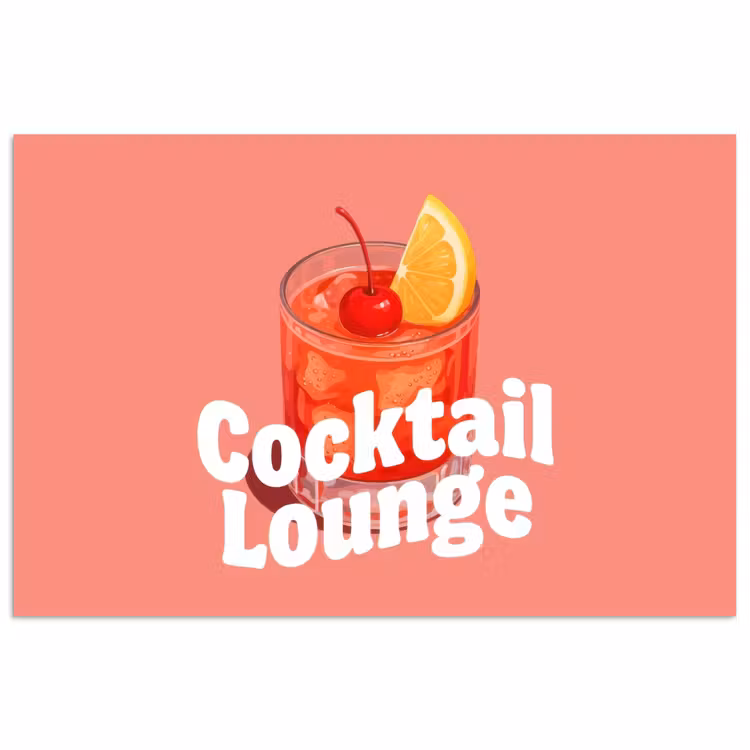 Cocktail Lounge - Glas - Koraal poster papier klein -3d